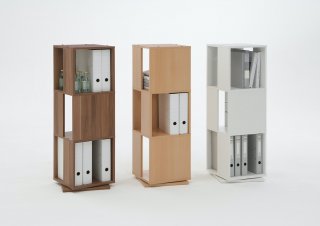 Étagère pivotante de rangement TOULOUSE coloris gris anthracite matera et bois vieilli old style foncé 3 compartiments